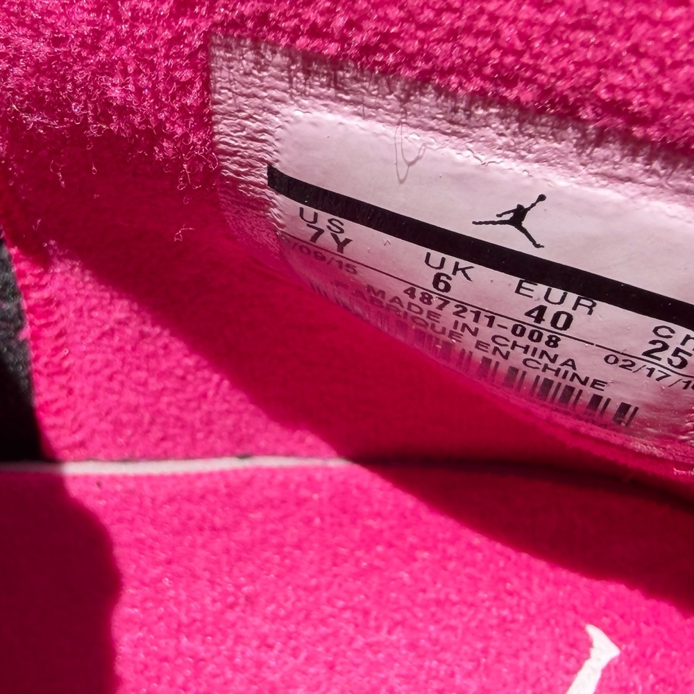 Jordan Women’s White, Black & Pink Retro Sneakers - Picture 2 of 5